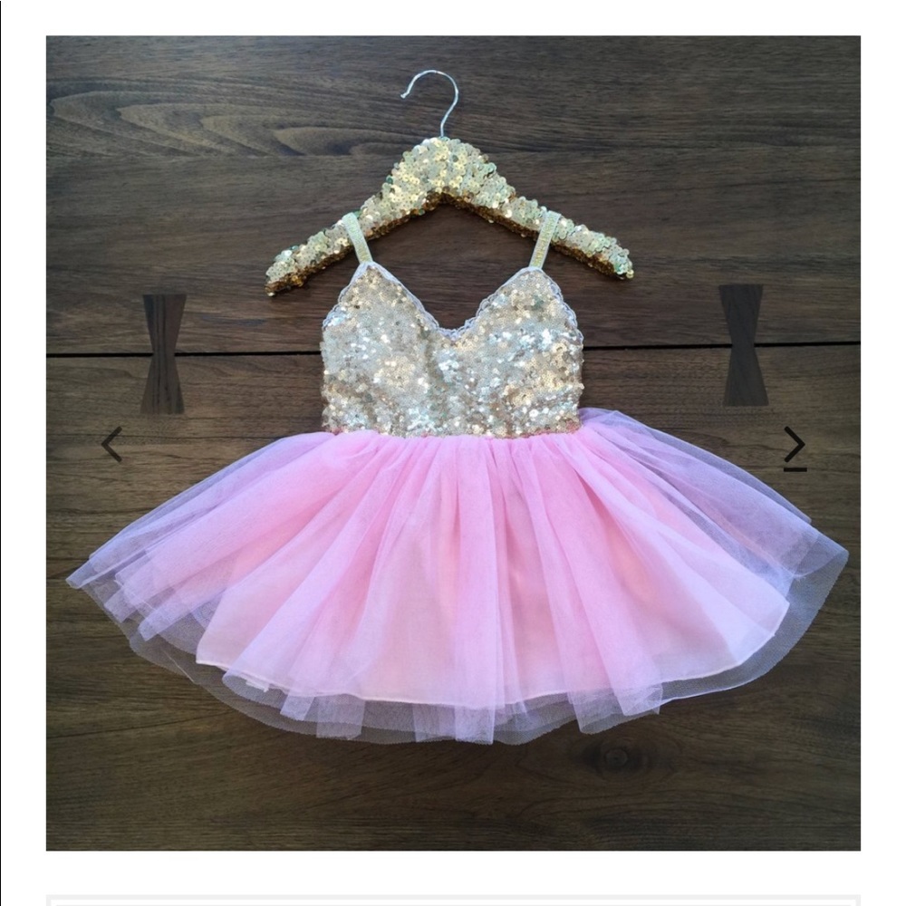 Belle and Rose Boutique gold and pink tutu dress